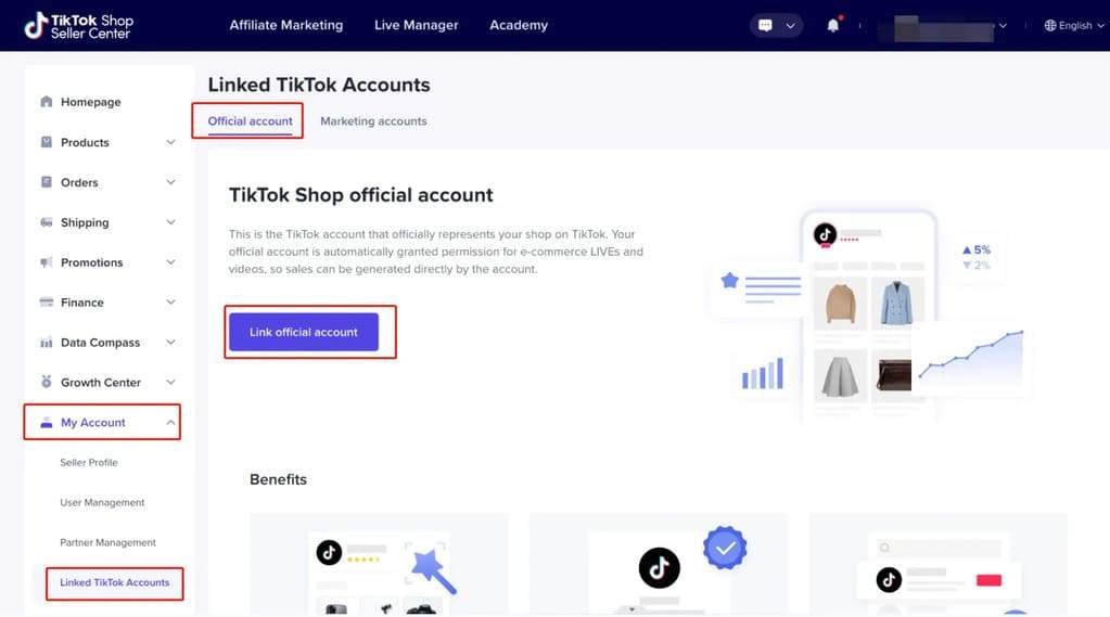 Cần thực hiện cách lấy link TikTok Shop để share cửa hàng profile