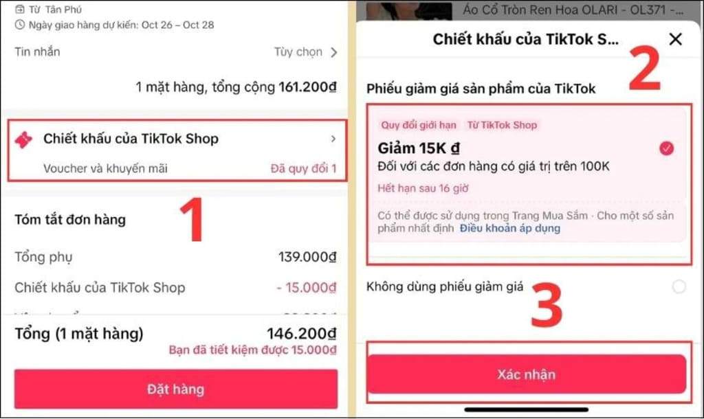 Cách mã giảm TikTok Shop cho người lần đầu đặt hàng