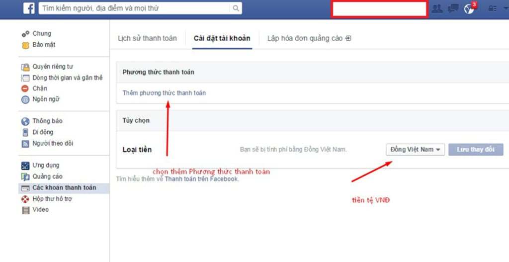 Cách thanh toán quảng cáo Facebook bằng thẻ VISA