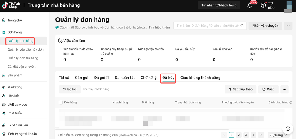 Cách xử lý đơn hàng trên TikTok Shop bị hủy bởi người mua