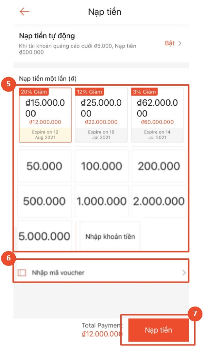 Thiết lập ngân sách và thời gian đặt thầu từ khóa Shopee