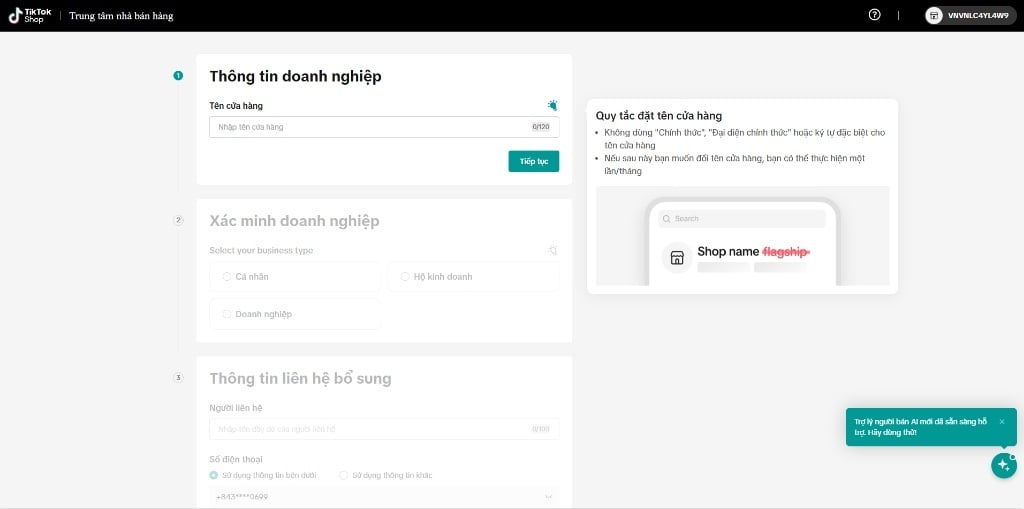 Xác minh danh tính để thực hiện cách mở TikTok shop khi chưa đủ follow
