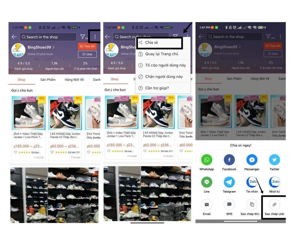 Cách sao chép link Affiliate trên app Shopee