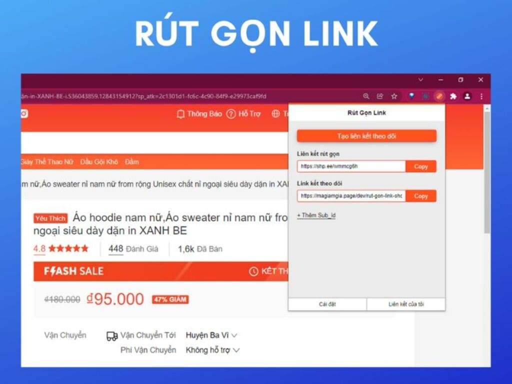 Rút gọn link trước khi thực hiện cách gắn link Affiliate Shopee trên Facebook