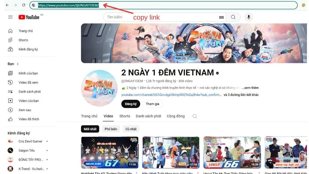 Cách sao chép liên kết YouTube của người khác