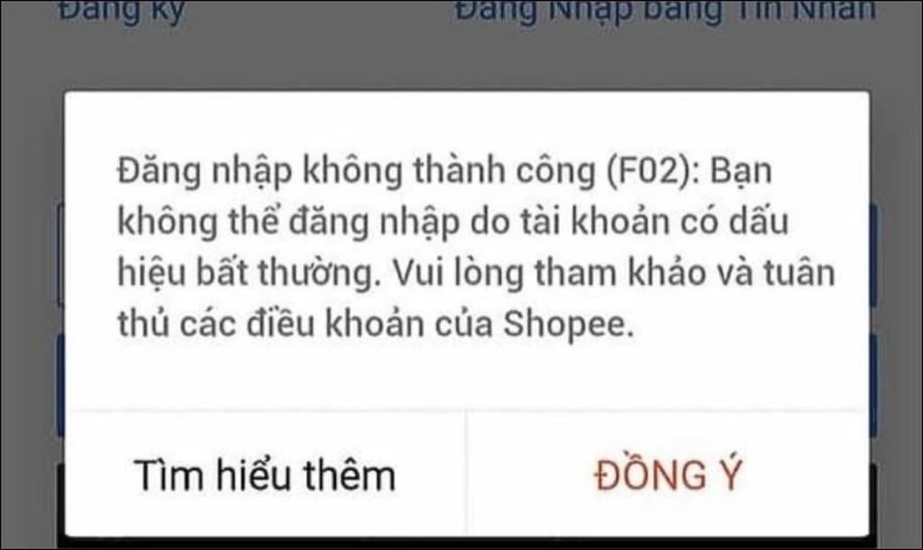 Nguyên nhân và cách xử lý lỗi F02 trên Shopee