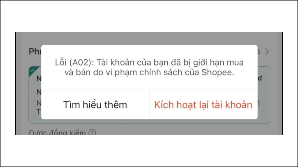 A02 là một trong các mã lỗi Shopee nghiêm trọng