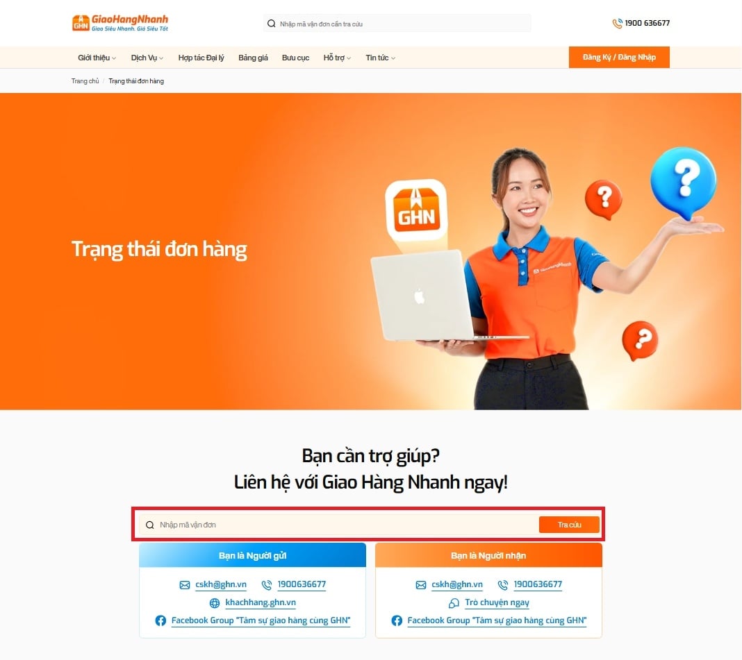 Cách kiểm tra mã vận đơn tại GHN