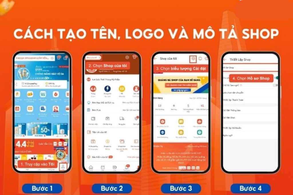 Cách mở gian hàng trên Shopee điện thoại