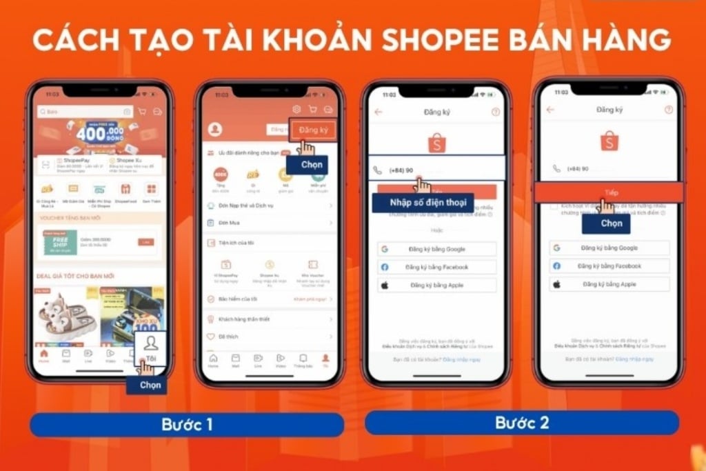 Truy cập ứng dụng Shopee để tiền hành đăng ký tài khoản