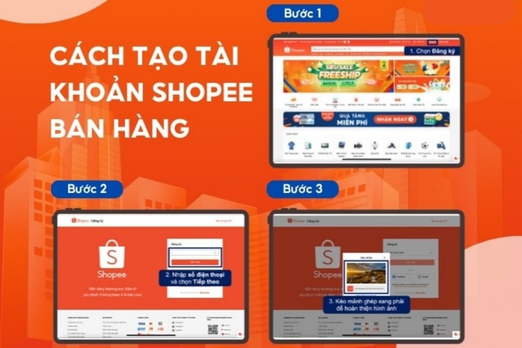 Chủ shop đăng ký tài khoản bán hàng trên Shopee