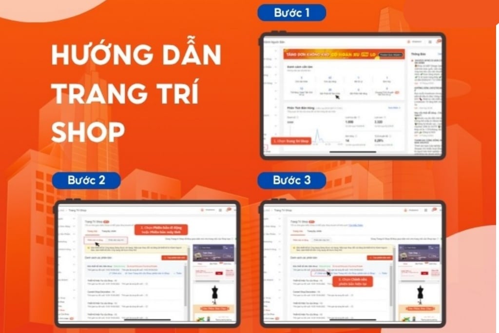 Chủ tài khoản thiết lập ảnh bìa, hình ảnh và video của gian hàng