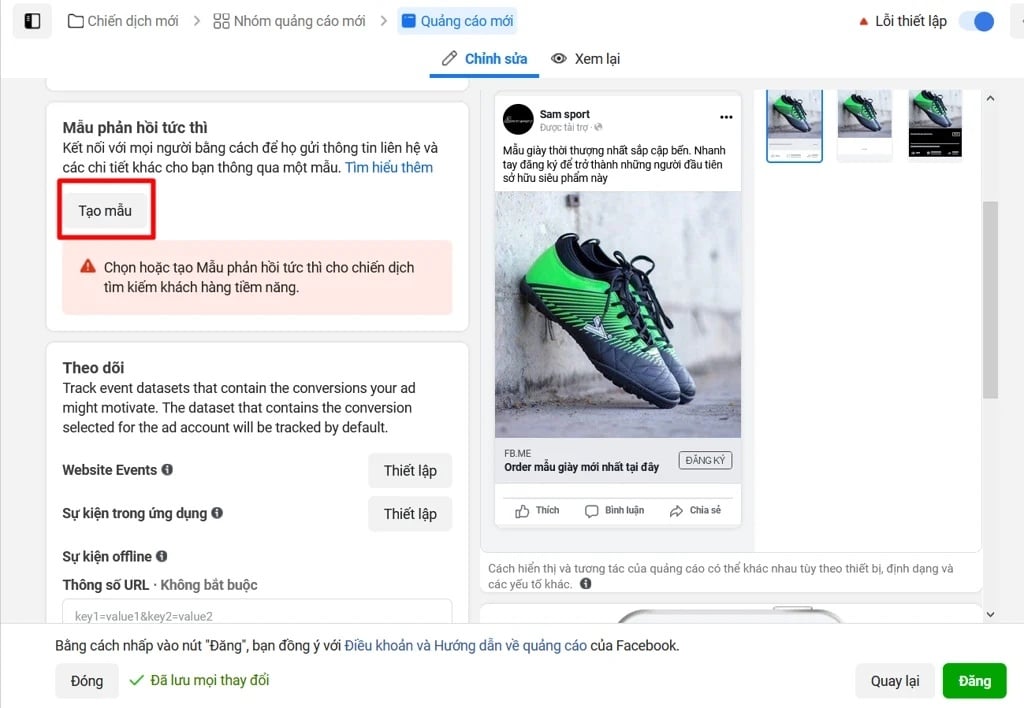 Cách quảng cáo Facebook hiệu quả là thử tạo mẫu tương tác