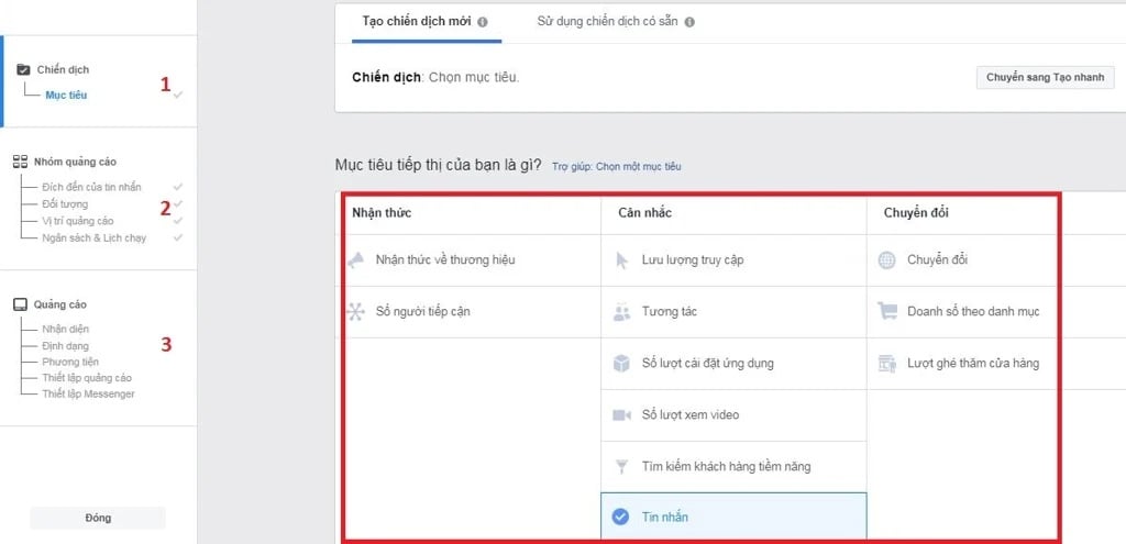 Cách chạy quảng cáo Facebook hiệu quả là chọn mục tiêu chi tiết từ đầu