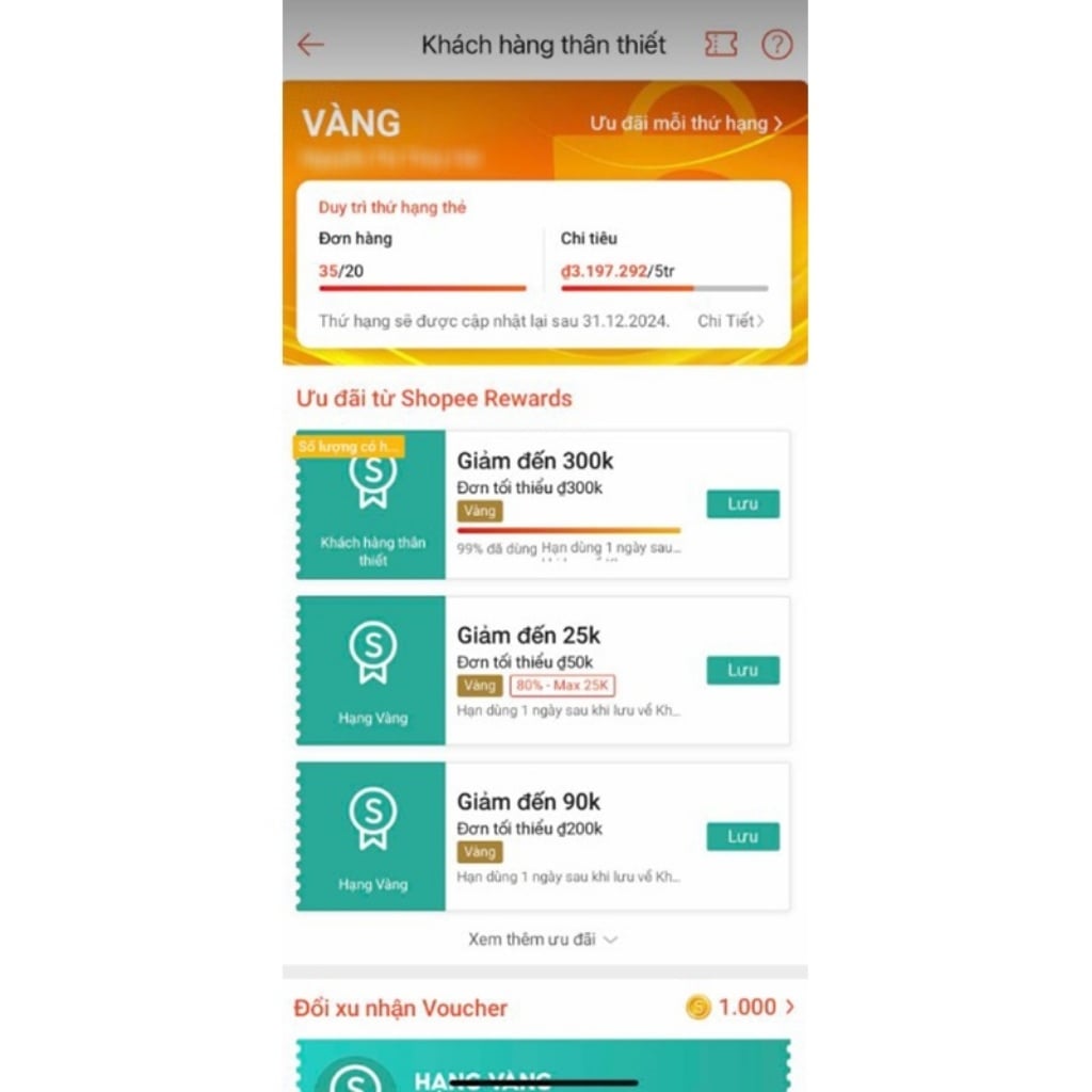 Cách tích lũy điểm để lên hạng Shopee Rewards