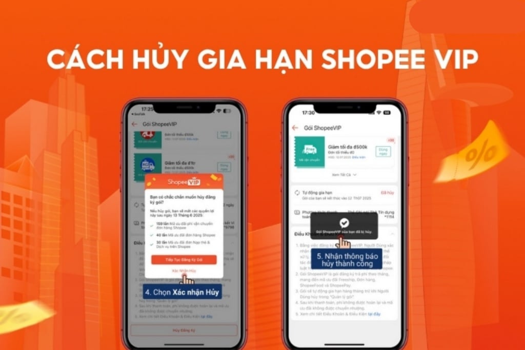 Hướng dẫn cách hủy gói dịch VIP của Shopee