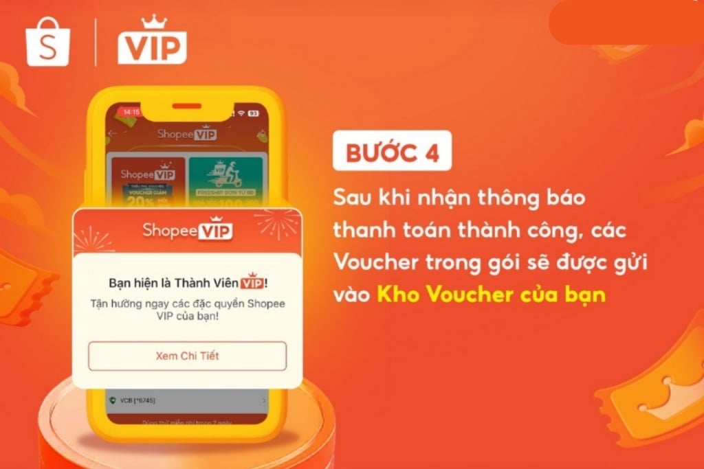 Đăng ký thành công gói dịch vụ Shopee VIP