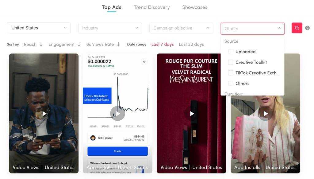 Thông tin quảng cáo trên TikTok Ads Library