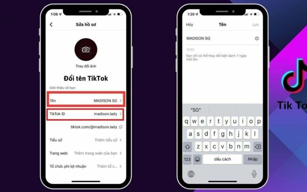 Cách đổi tên TikTok khi liên kết với TikTok Shop