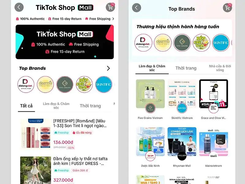 Điều kiện để lên TikTok Shop Mall về tính chính hãng