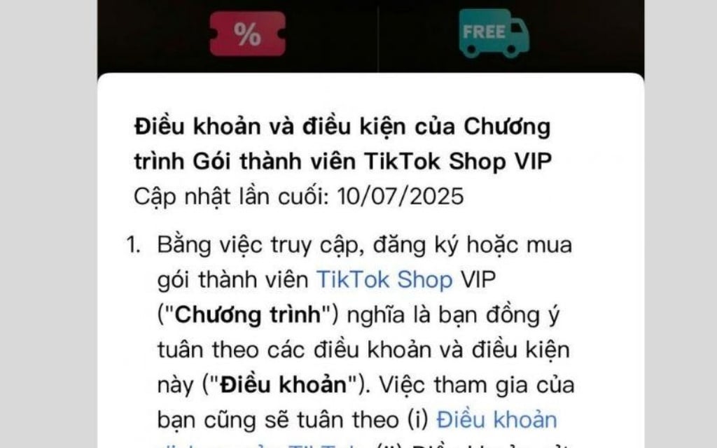 Đọc kỹ điều khoản trước khi đăng ký TikTok Shop VIP