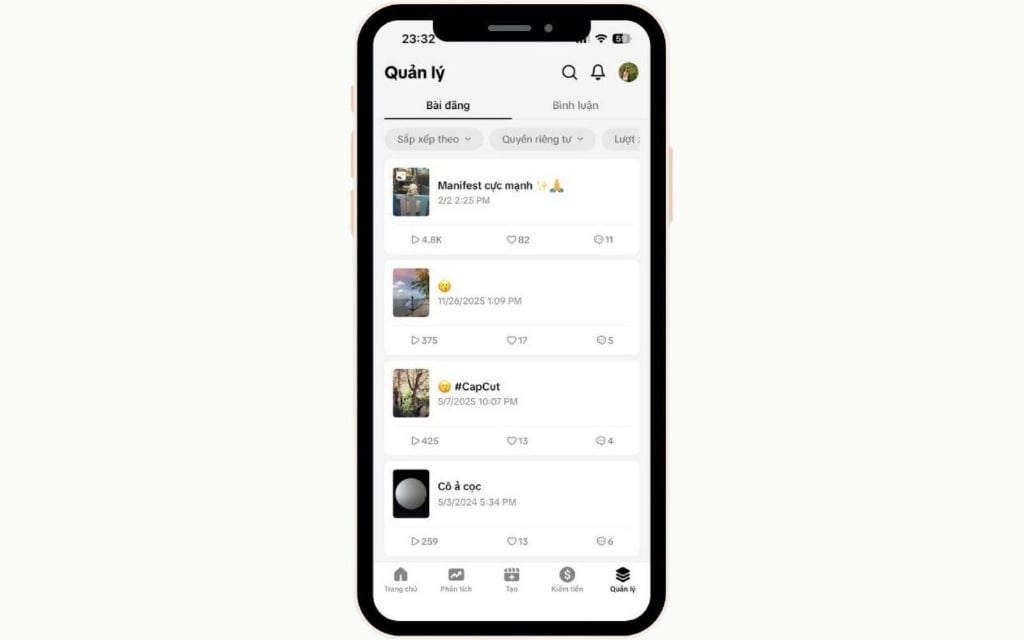 Cách quản lý nội dung trên ứng dụng TikTok Studio là gì