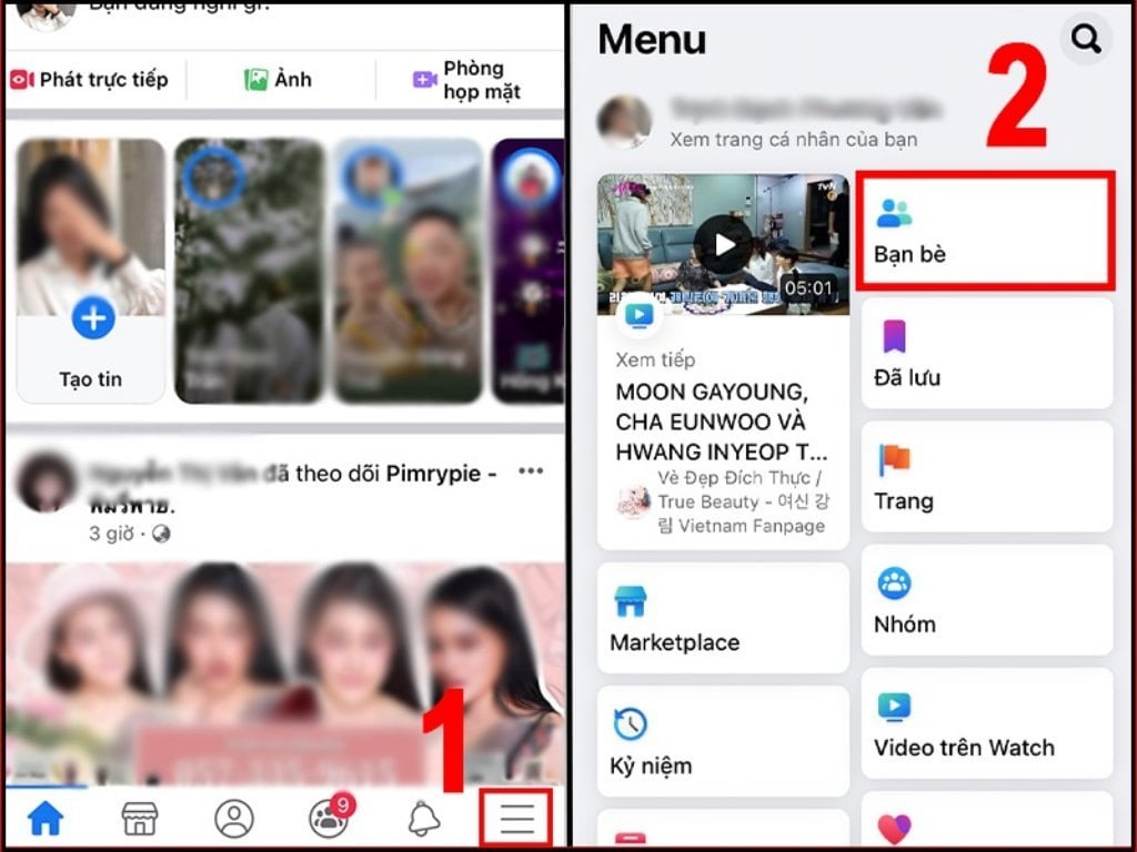 Truy cập vào mục Bạn bè để xóa lời mời kết bạn