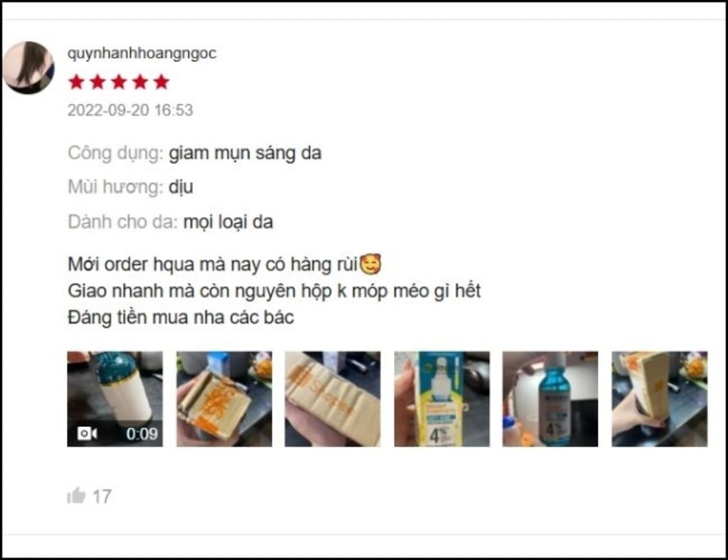 Văn mẫu đánh giá Shopee ngành hàng mỹ phẩm