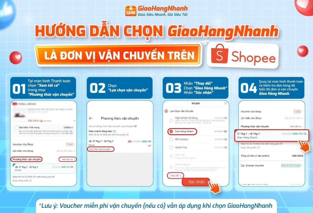 Hướng dẫn khách hàng chọn GHN giao đơn Shopee chi tiết