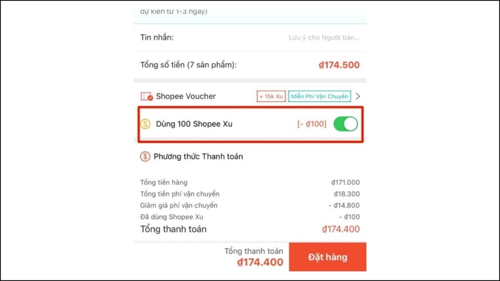 Xu Shopee dùng để làm gì là giảm giá trị đơn hàng trước thanh toán