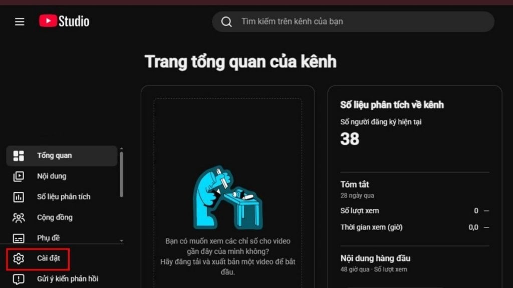 Hướng dẫn sử dụng Youtube Studio chi tiết bước 1