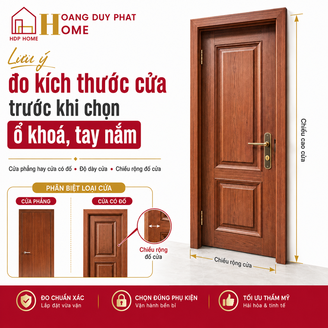 Những lưu ý về kích thước cửa cần đo trước khi chọn mua ổ khoá cửa, tay nắm cửa