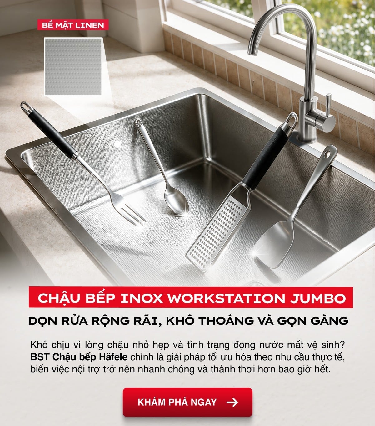 CHẬU BẾP INOX HAFELE WORKSTATION JUMBO