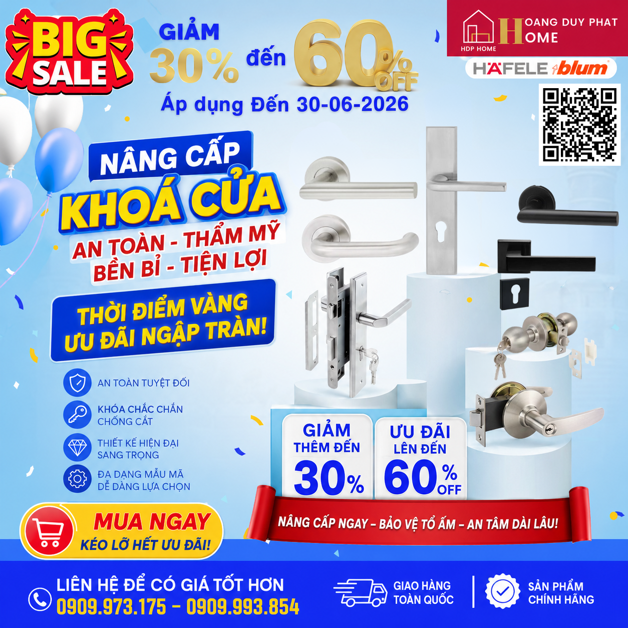 Giảm 30% – 60% - NÂNG CẤP KHÓA CỬA cho ngôi nhà của bạn! Cùng Hafele