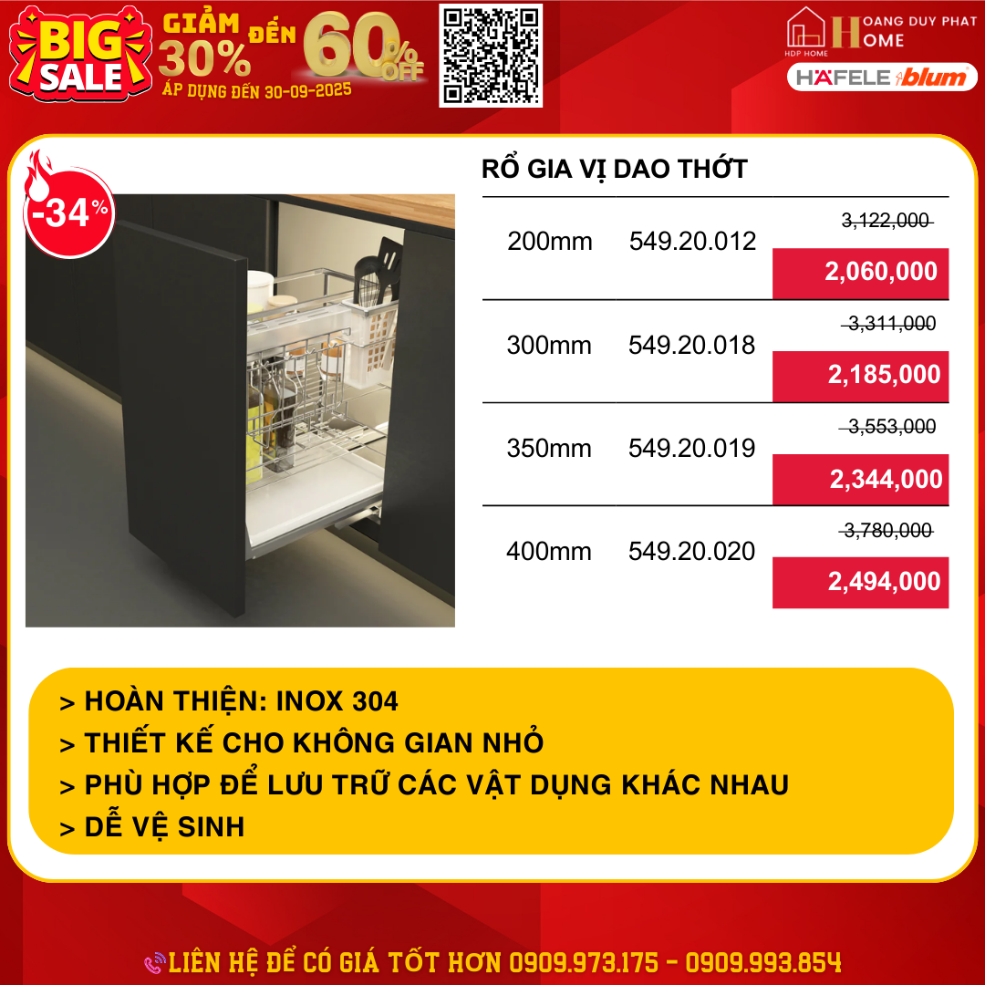 KHUYẾN MÃI PHỤ KIỆN BẾP HAFELE – GIẢM SỐC ĐẾN 45%