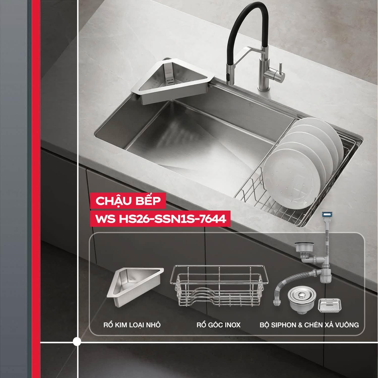 Chậu bếp Hafele - WS HS26-SSN1S-7644