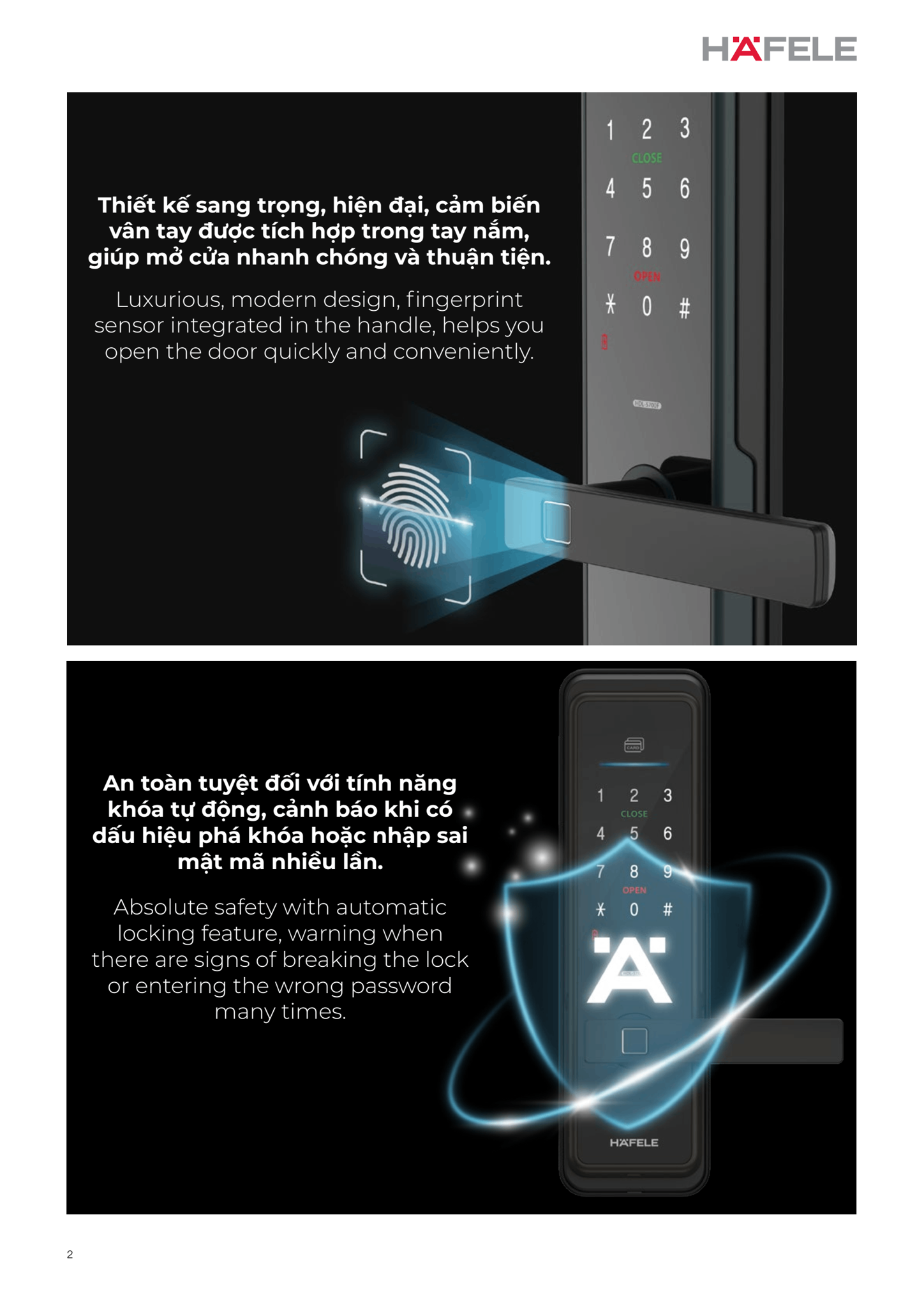 Khoá điện tử Hafele ML2502B 912.21.048