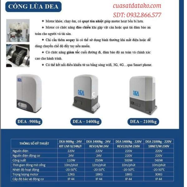 các loại motor cổng lùa tự động dea nhập khẩu ý