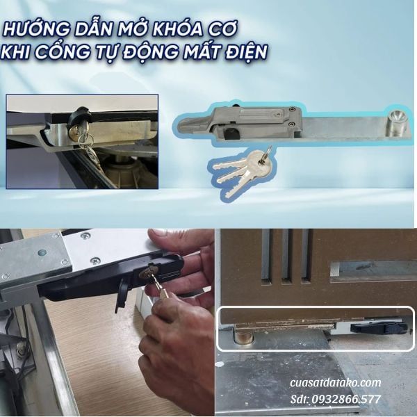 hướng dẫn mở khóa cơ khi cổng tư động mất điện