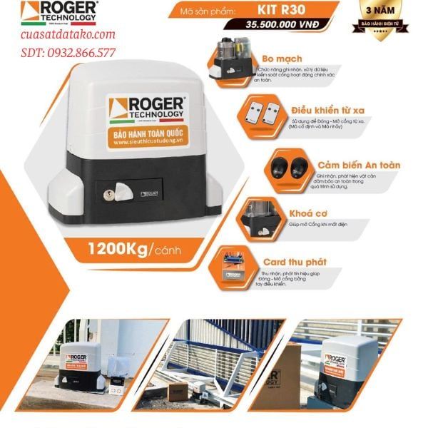motor cổng lùa tự động roger 1200kg