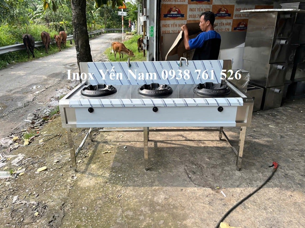 Bếp Á 3 họng inox 304 – lửa mạnh, bền bỉ, hiệu suất cao