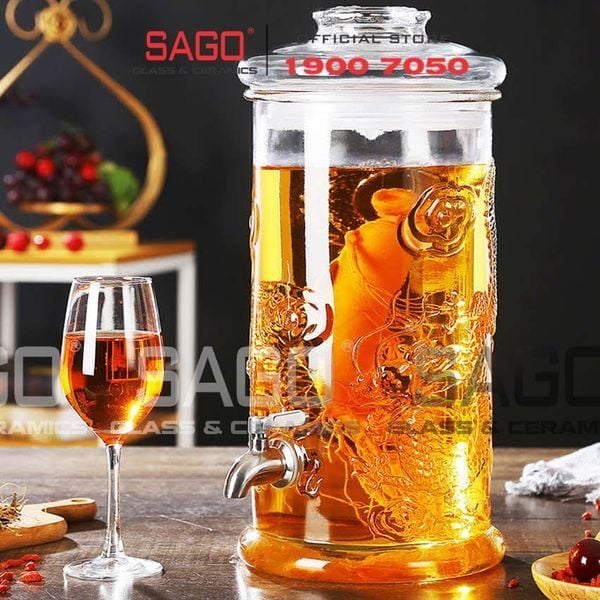 Tổng Hợp Mẫu Bình Thủy Tinh Có Vòi (5L, 10L, 20L) Chiết Rượu Cực Tiện Lợi