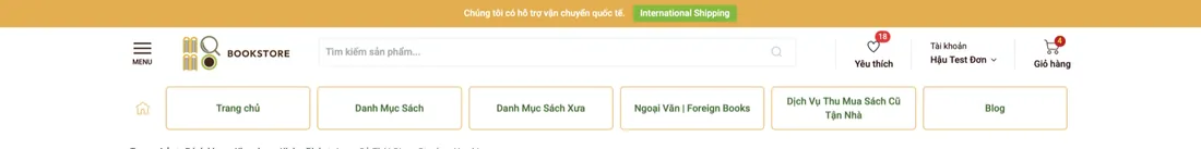 Ô tìm kiếm sản phẩm ở đầu trang web