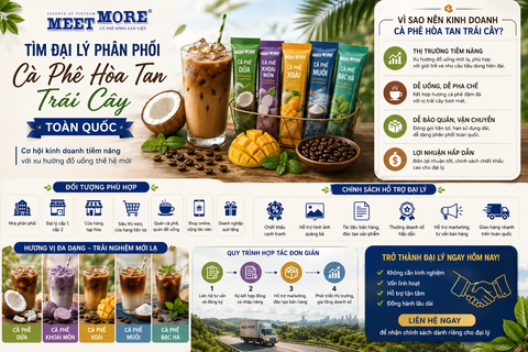 Tìm Đại Lý Phân Phối Cà Phê Hòa Tan Trái Cây Toàn Quốc – Đồng Hành Cùng Meet More Coffee Kiến Tạo Giá Trị Bền Vững