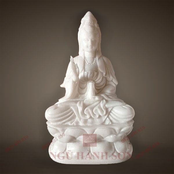 🕊️ Tượng Quan Âm Đá Trắng – Biểu Tượng Của Từ Bi Và An Nhiên