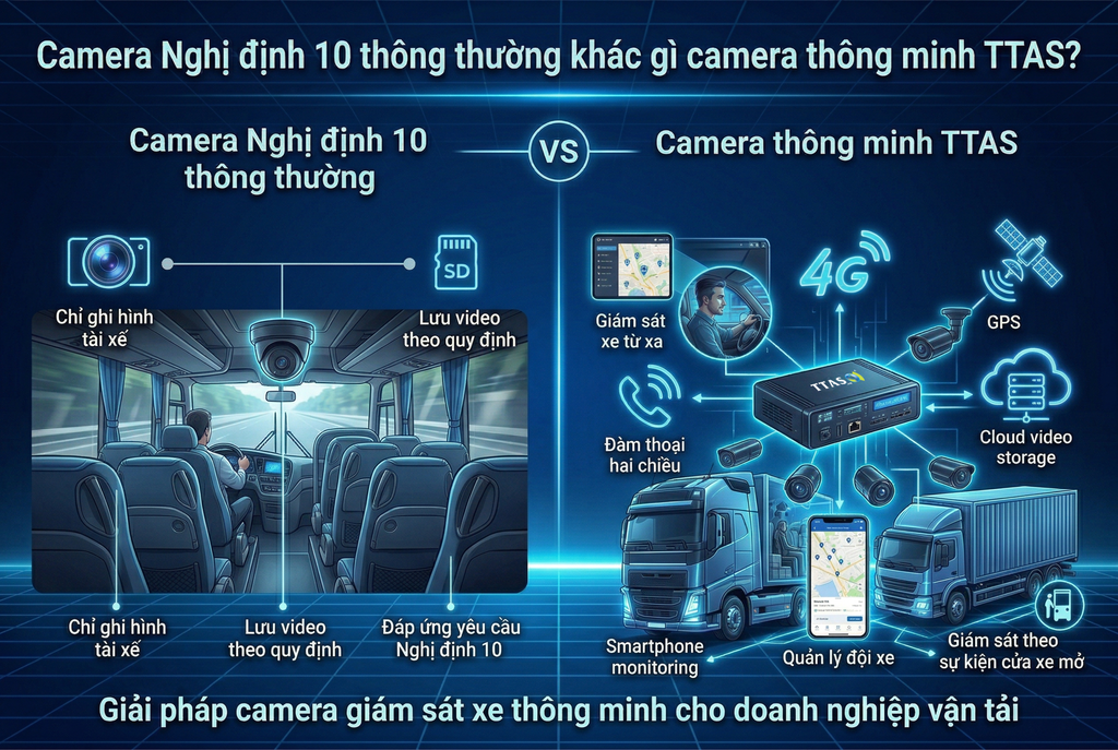 Những khác biệt của camera giám sát xe TTAS và Camera Nghị định 10 thông thường