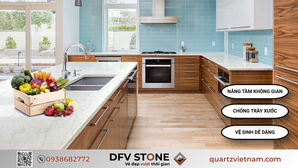 TOP 5 LOẠI ĐÁ QUARTZ PHÙ HỢP NHẤT LÀM ĐÁ ỐP BÀN BẾP
