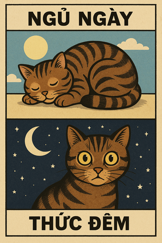 Vì sao Mèo lại ngủ nhiều vào ban ngày ? thức vào ban đêm ?