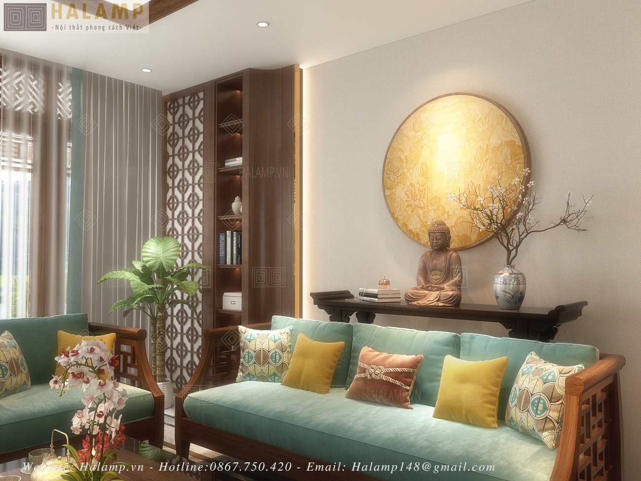 Thiết kế nội thất phòng khách nhà ống mặt tiền 6m