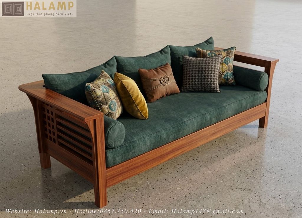 Sofa gỗ việt hiện đại ghế ba